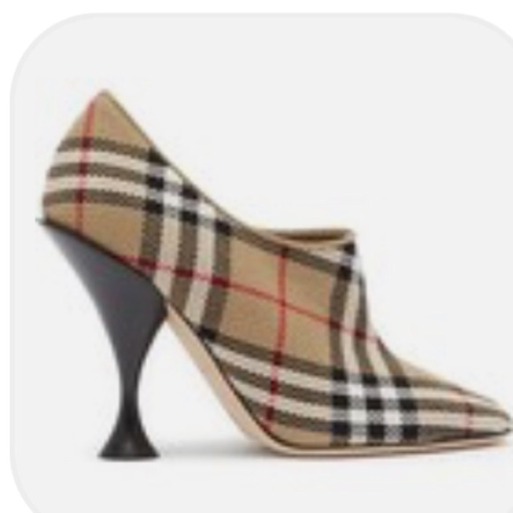 Burberry Plaid High Heel Shoes - Black, Cream, Red - Picture 2 of 7